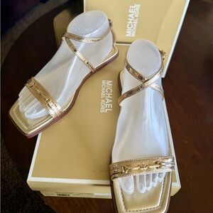 ✨ NEW Michael Kors Square Toe Sandals – Pale Gold ✨